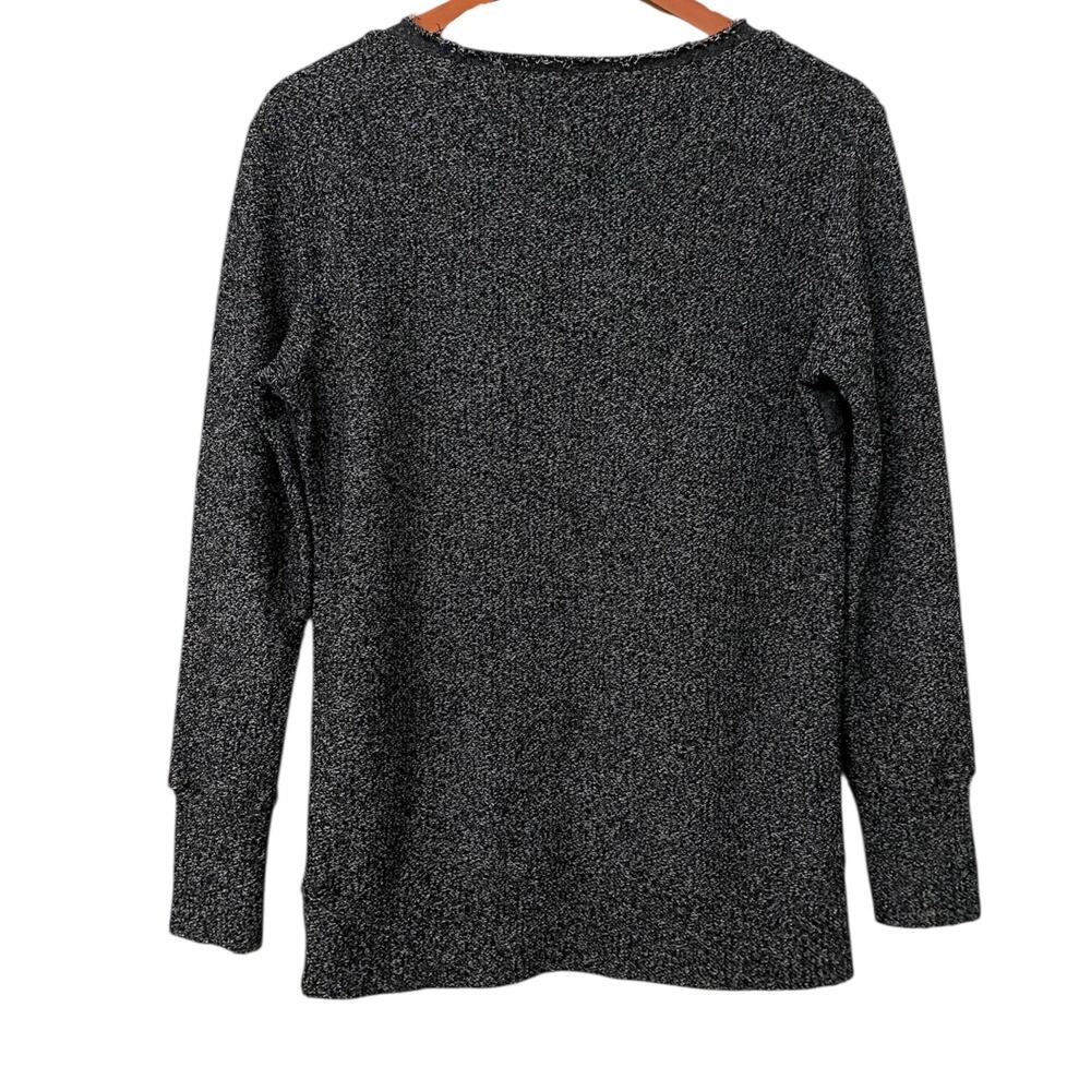Nation LTD Crewneck Sweater XS/Small Dark Gray Marled Knit Long Sleeve Fisherman - Picture 2 of 8